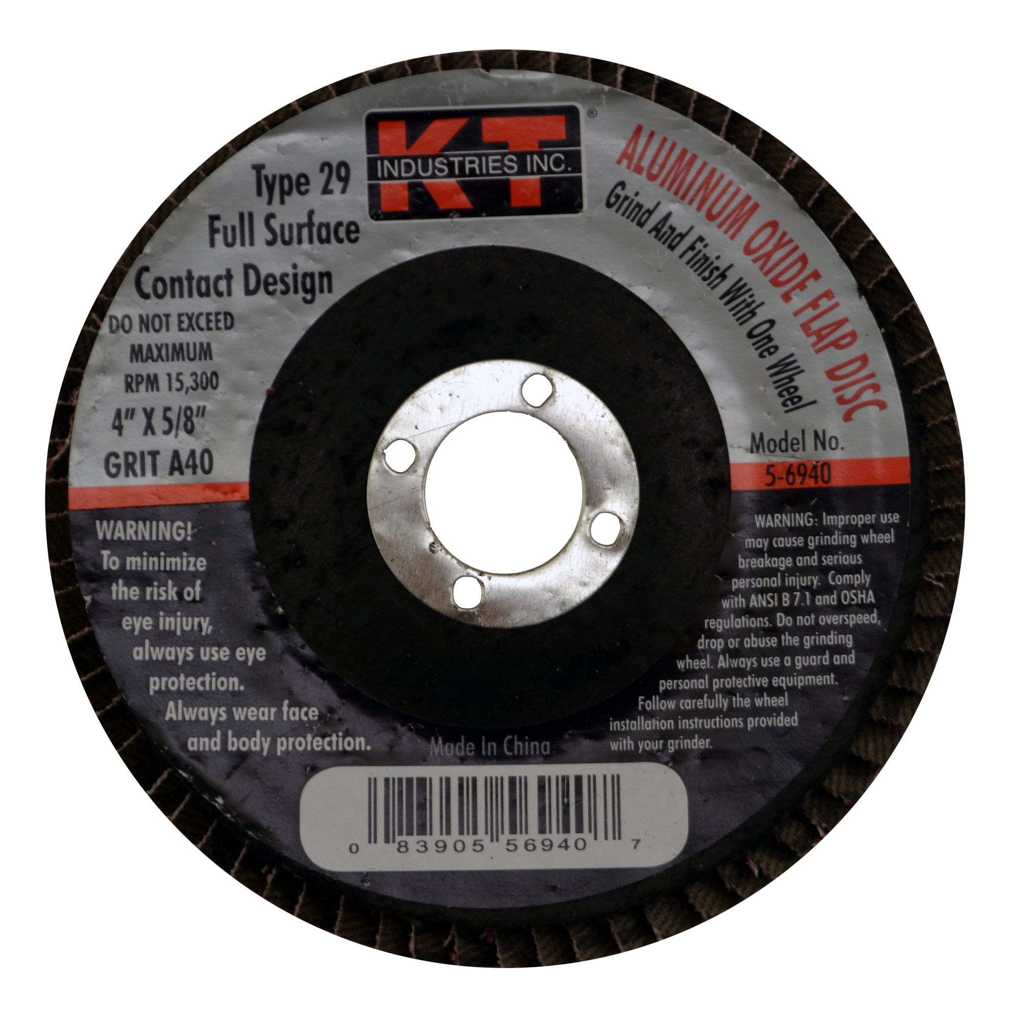 K-T Industries Flap Disc — 4in. x 5/8in., 40 Grit, Model# 5-6940